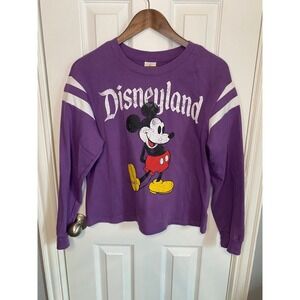 Disneyland Sweatshirt Top Women's Medium Purple Mickey Mouse Long Sleeve
